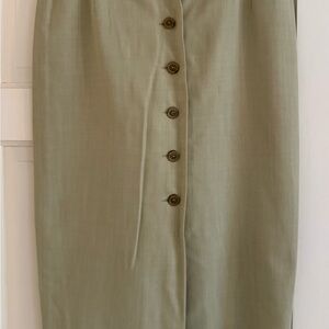 Mondi Olive Button-Front Pencil Skirt